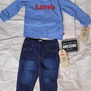 Levi's Baby Boys Long Sleeve Shirt & Denim Jeans Set - Classic & Comfortable